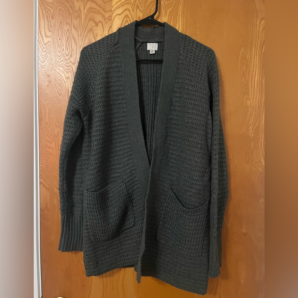 Women's Gray Open-Front Sweater